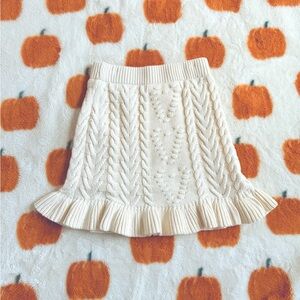 Francesca's Jackie Heart Knit Pattern Mini Skirt Cream